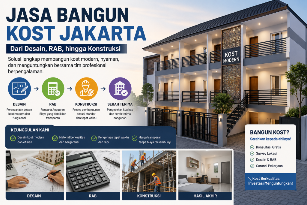 jasa bangun kost jakarta dari desain, rab, hingga konstruksi